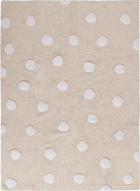 Béžový pratelný ručně tkaný bavlněný dětský koberec 120x160 cm Polka Dots Beige – Lorena Canals