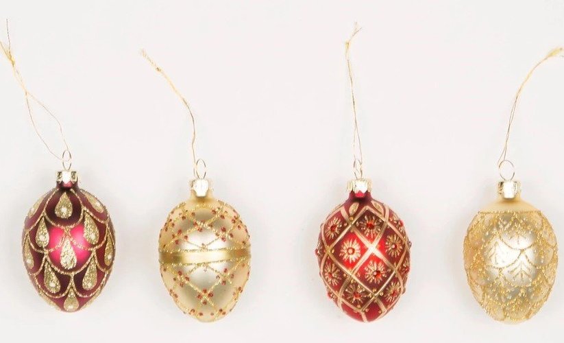 Skleněné vánoční ozdoby v sadě 4 ks 4,5 cm Heirloom Oval – Sass & Belle