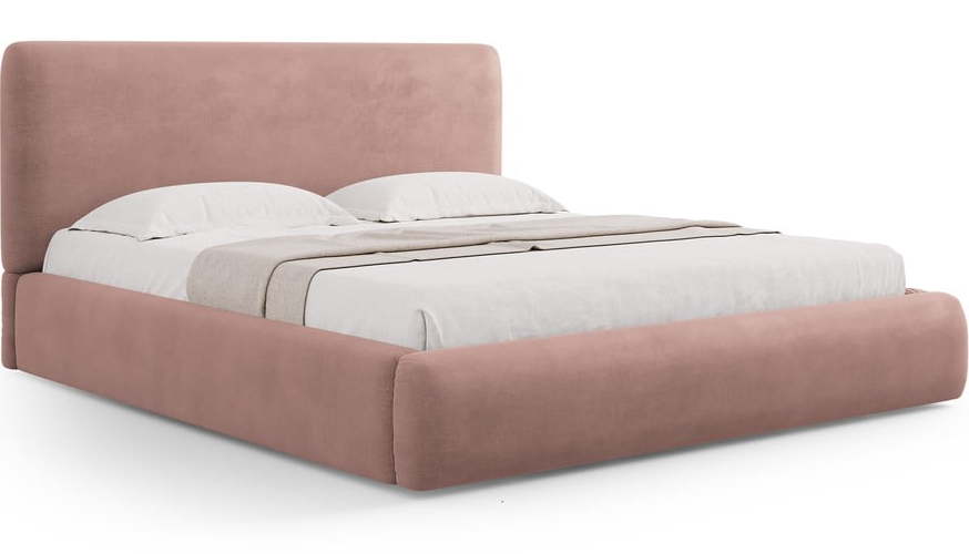 Růžová čalouněná dvoulůžková postel s úložným prostorem s roštem 140x200 cm Colonel – Cosmopolitan Design