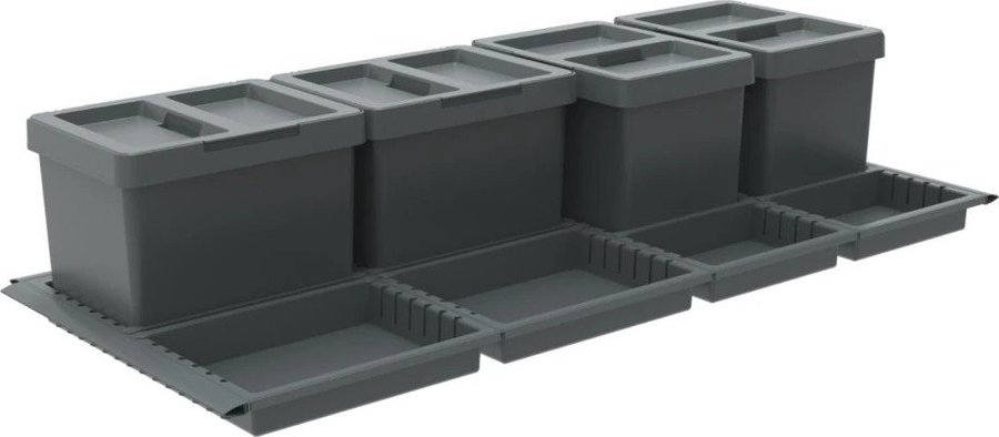 Šedý plastový odpadkový koš 4x12 l na tříděný odpad/vestavný Metropolis Flip-up – Elletipi