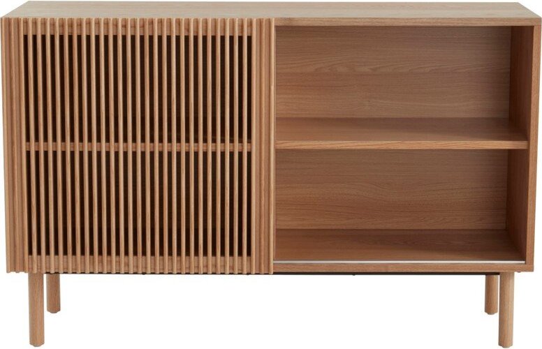 Skříňka v dekoru jasanu s posuvnými dveřmi v přírodní barvě 124x80x45 cm Sion – Jotex