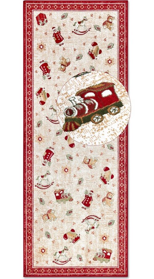 Červený běhoun s vánočním motivem s příměsí bavlny 80x200 cm Toy's Delight Red Christmas – Villeroy&Boch