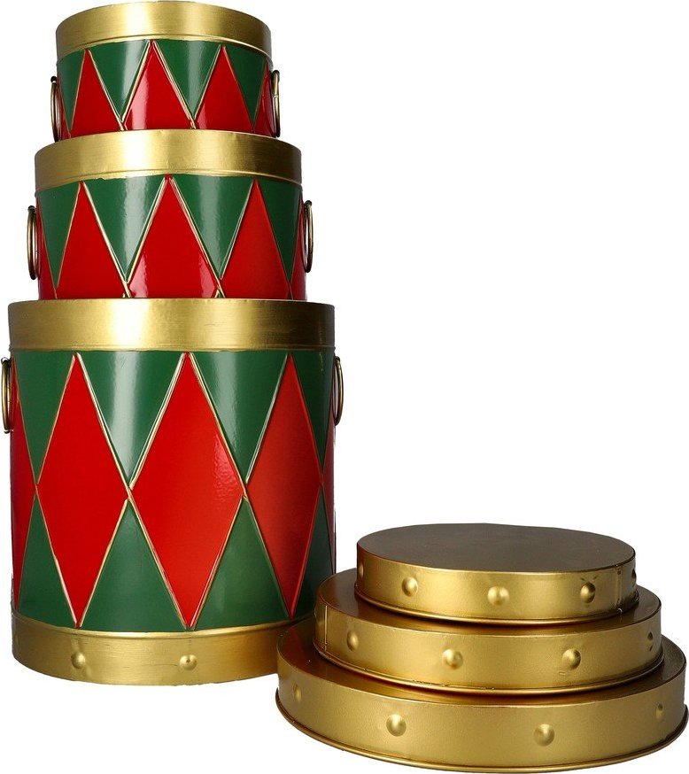 Kovové úložné boxy v sadě 3 ks s víkem/dekorativní ø 25x24,5 cm – Dakls