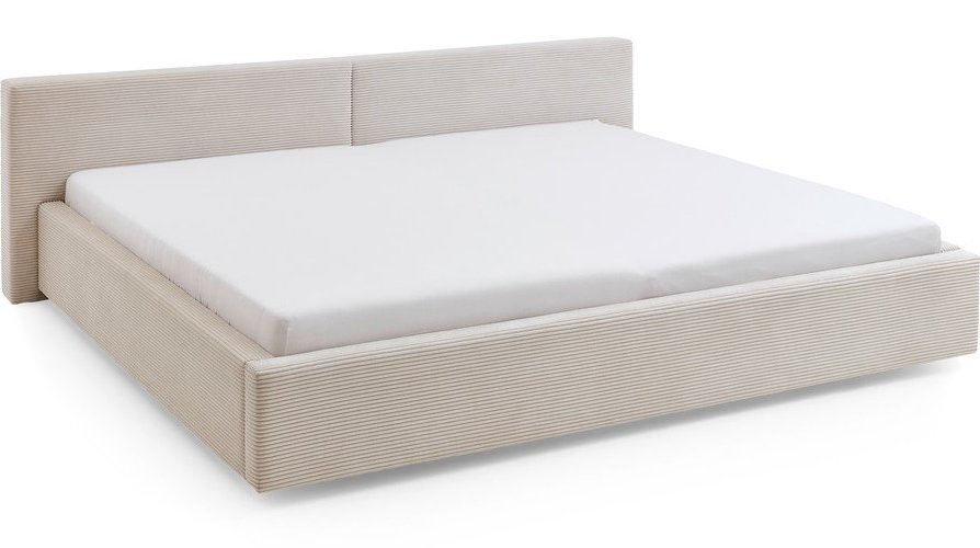 Béžová čalouněná dvoulůžková postel s úložným prostorem s roštem 200x240 cm Cube – Meise Möbel