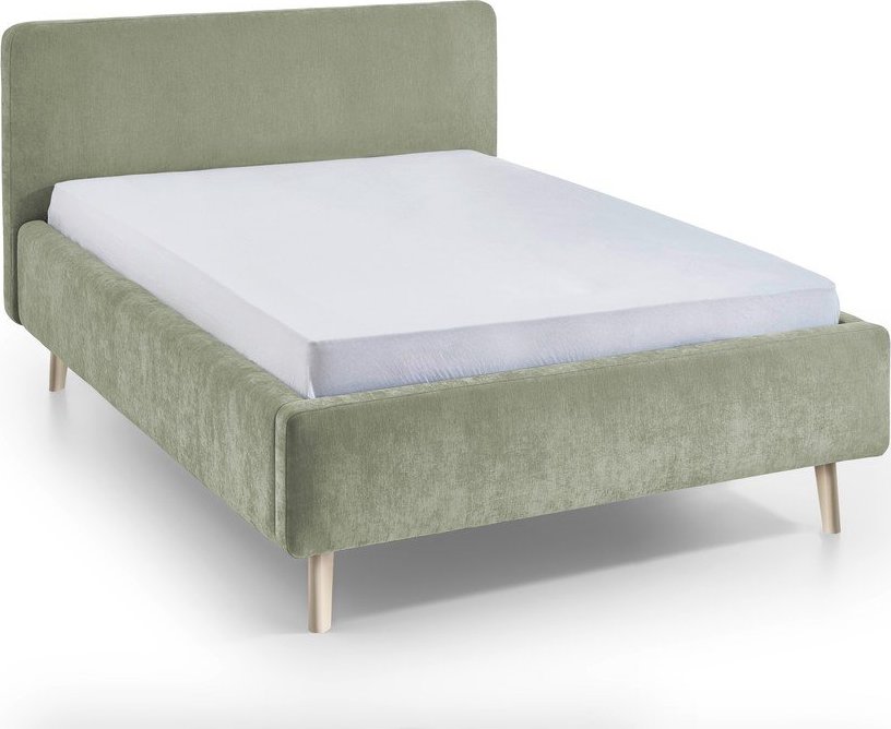 Světle zelená čalouněná dvoulůžková postel s roštem 140x200 cm Mattis – Meise Möbel