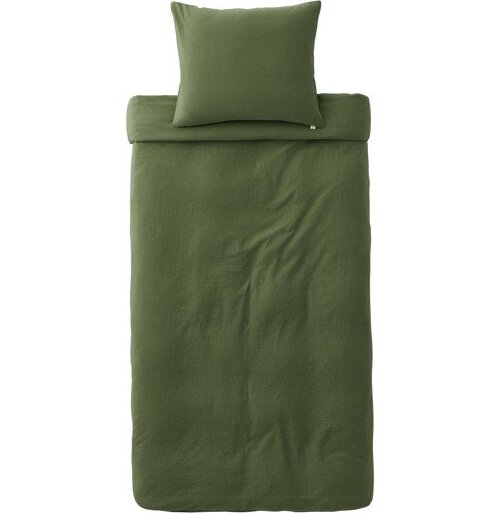 Zelené povlečení na jednolůžko s příměsí lnu 150x200 cm Elly – Ellos Home