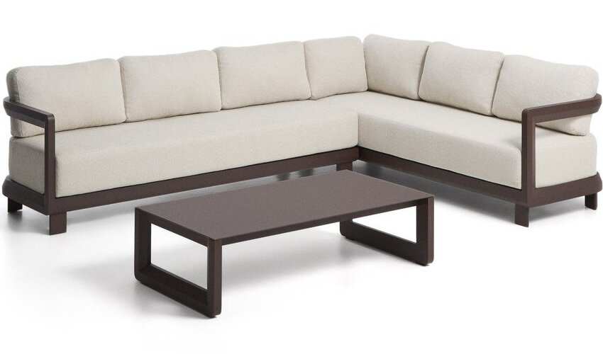 Hnědý hliníkový zahradní lounge set pro 5 osob Nerano – Kave Home