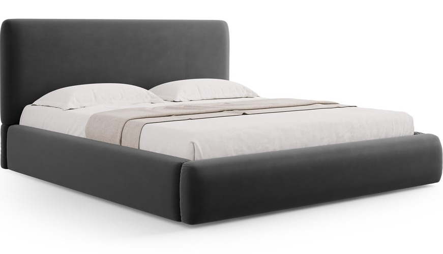 Tmavě šedá čalouněná dvoulůžková postel s úložným prostorem s roštem 140x200 cm Colonel – Cosmopolitan Design