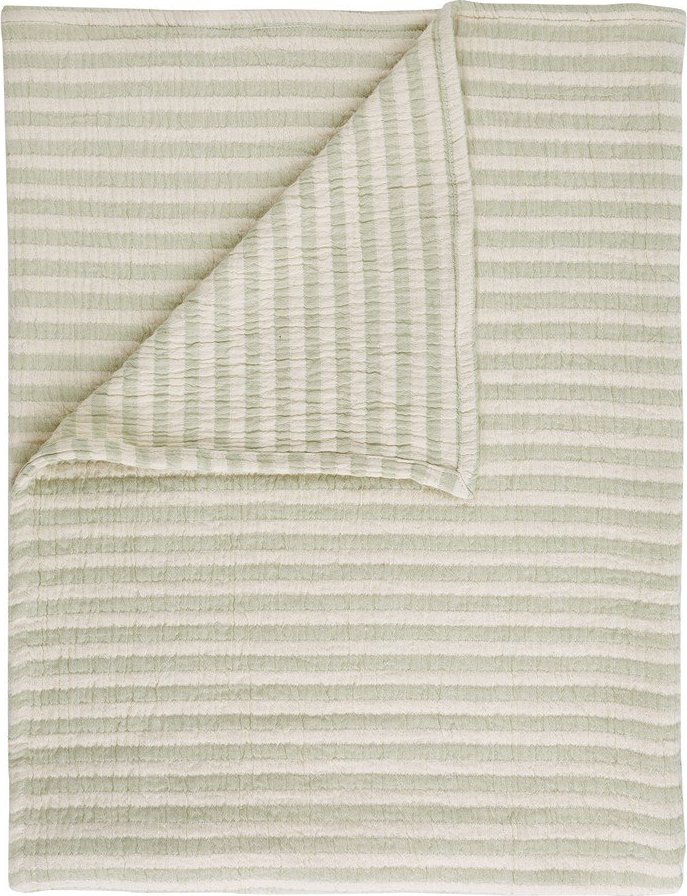 Zelená bavlněná deka 150x200 cm Cotton Muslin Stripe – Bianca