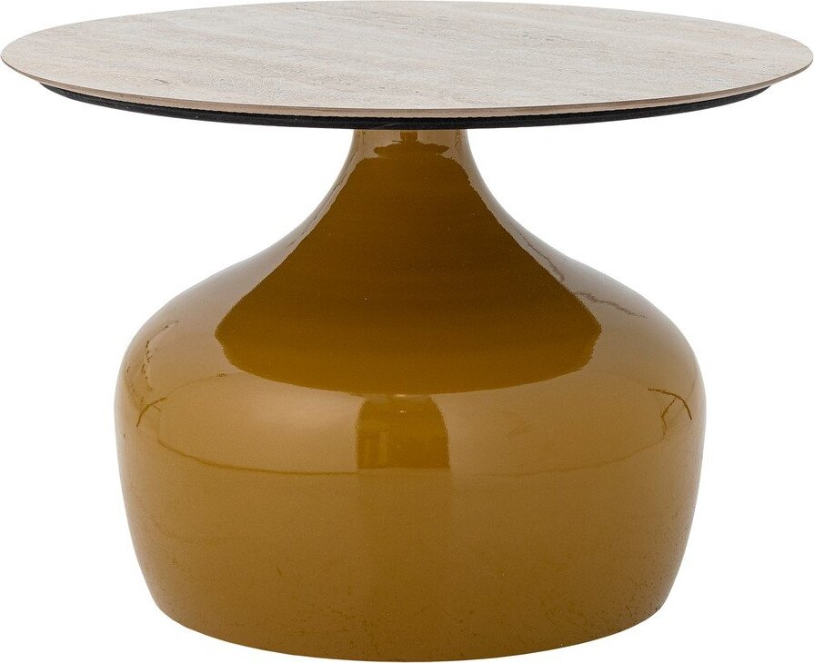 Žlutý kulatý konferenční stolek s keramickou deskou ø 60 cm Lecco – Bloomingville