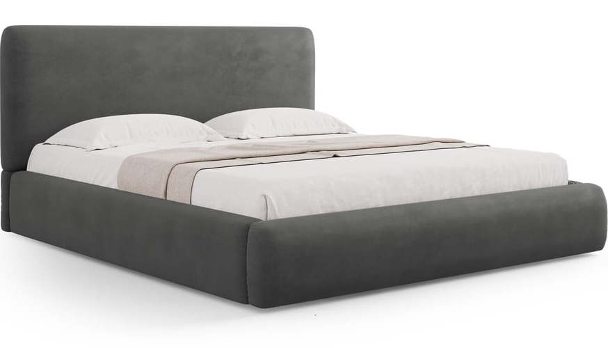 Šedá čalouněná dvoulůžková postel s úložným prostorem s roštem 200x200 cm Colonel – Cosmopolitan Design