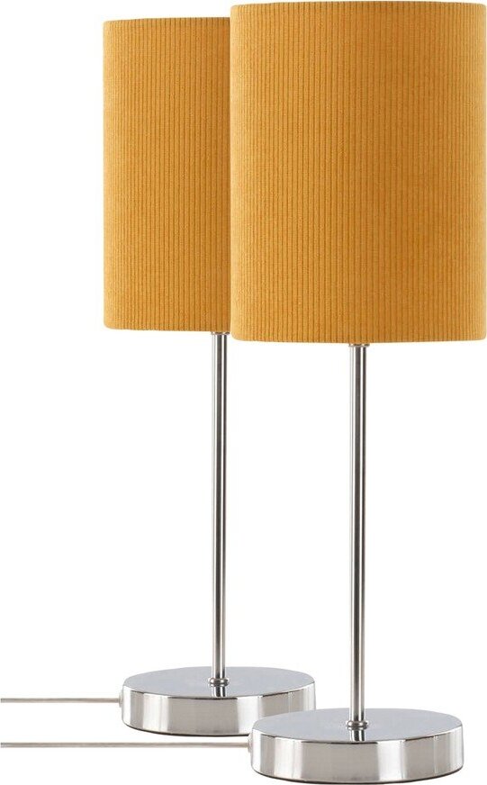 Žlutá/v leskle stříbrné barvě látková stolní lampa (výška 45 cm) Seth – Jotex
