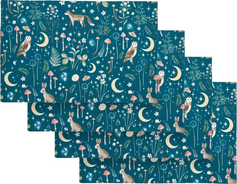 Látková prostírání v sadě 4 ks 30x46 cm Enchanted Twilight Animals – Catherine Lansfield