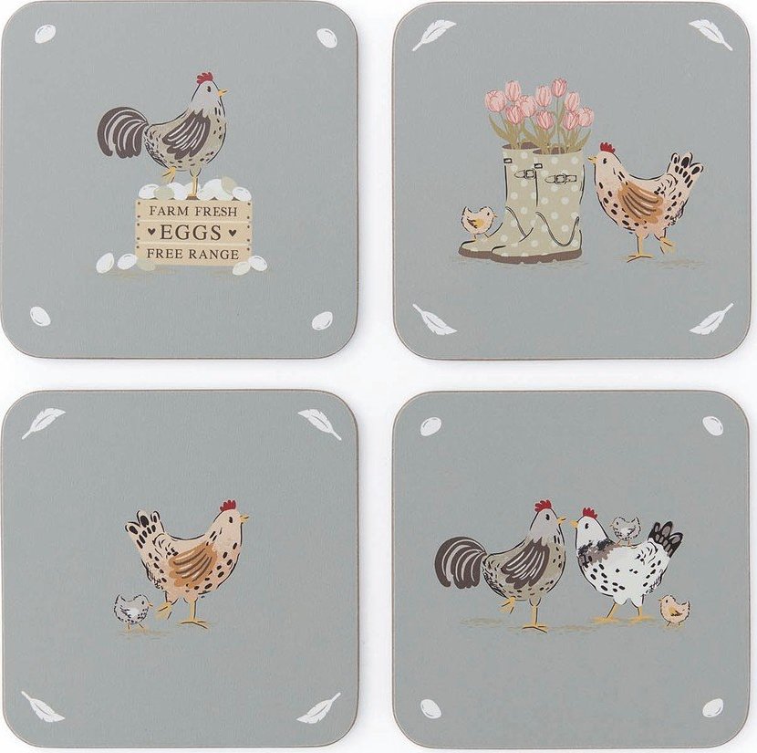 Šedé korkové podtácky v sadě 4 ks Hen House Lane – Cooksmart ®