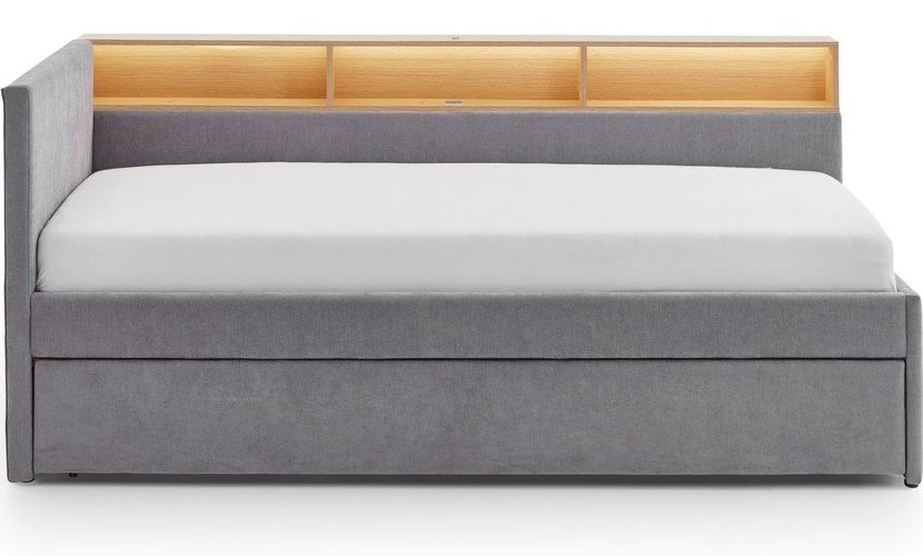 Šedá rohová dětská postel s úložným prostorem bez roštu 90x200 cm Uno – Meise Möbel