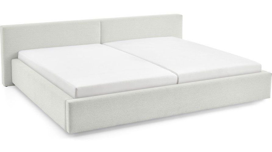 Bílá čalouněná dvoulůžková postel s úložným prostorem s roštem 200x240 cm Cube – Meise Möbel