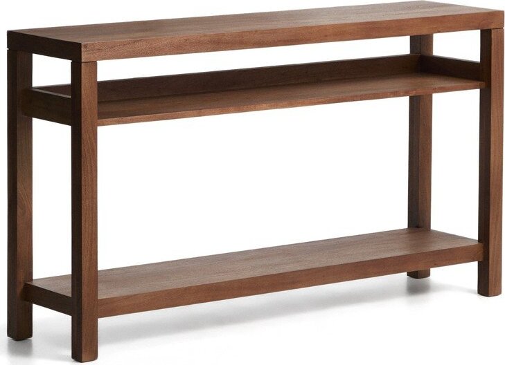 Konzolový stolek v dekoru akácie v tmavě přírodní barvě 35x140 cm Norani – Kave Home
