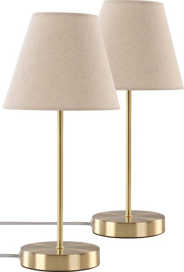 Béžová/v mosazné barvě látková stolní lampa (výška 39 cm) Lasse – Jotex