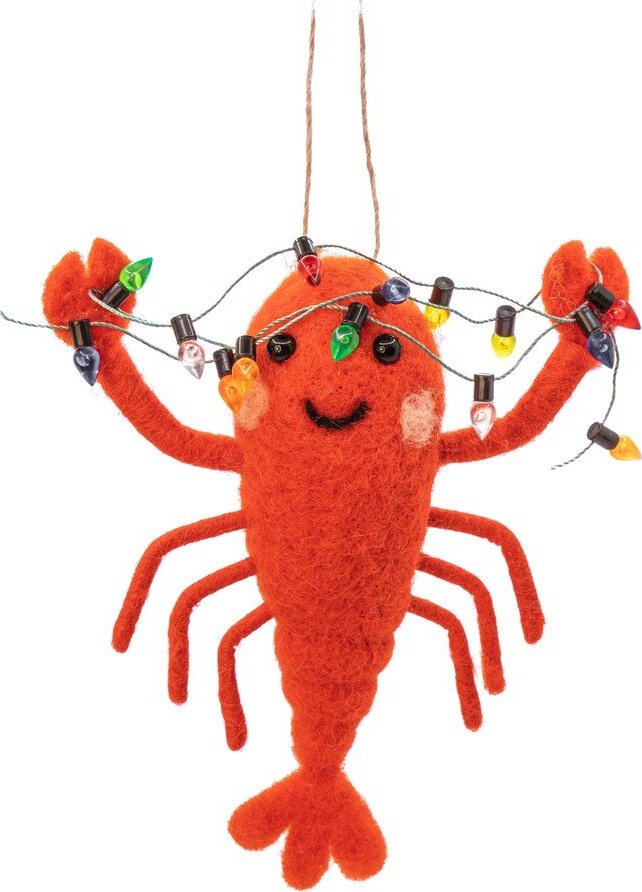 Textilní ručně vyrobená vánoční ozdoba 14 cm Lobster with Fairy Lights – Sass & Belle