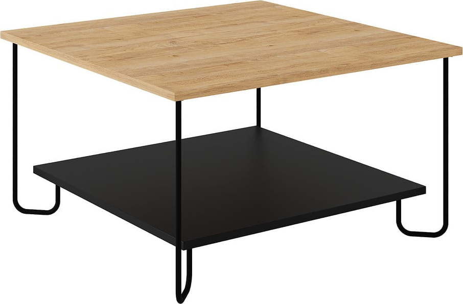 Konferenční stolek s deskou v dubovém dekoru v černo-přírodní barvě 80x80 cm Tonka – Marckeric