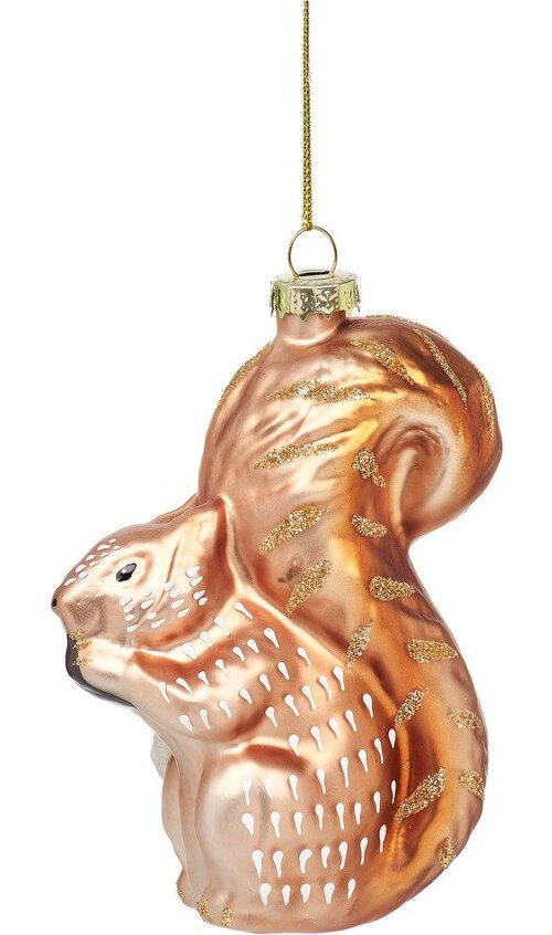 Skleněná ručně vyrobená vánoční ozdoba 4,5 cm Woodland Squirrel – Sass & Belle