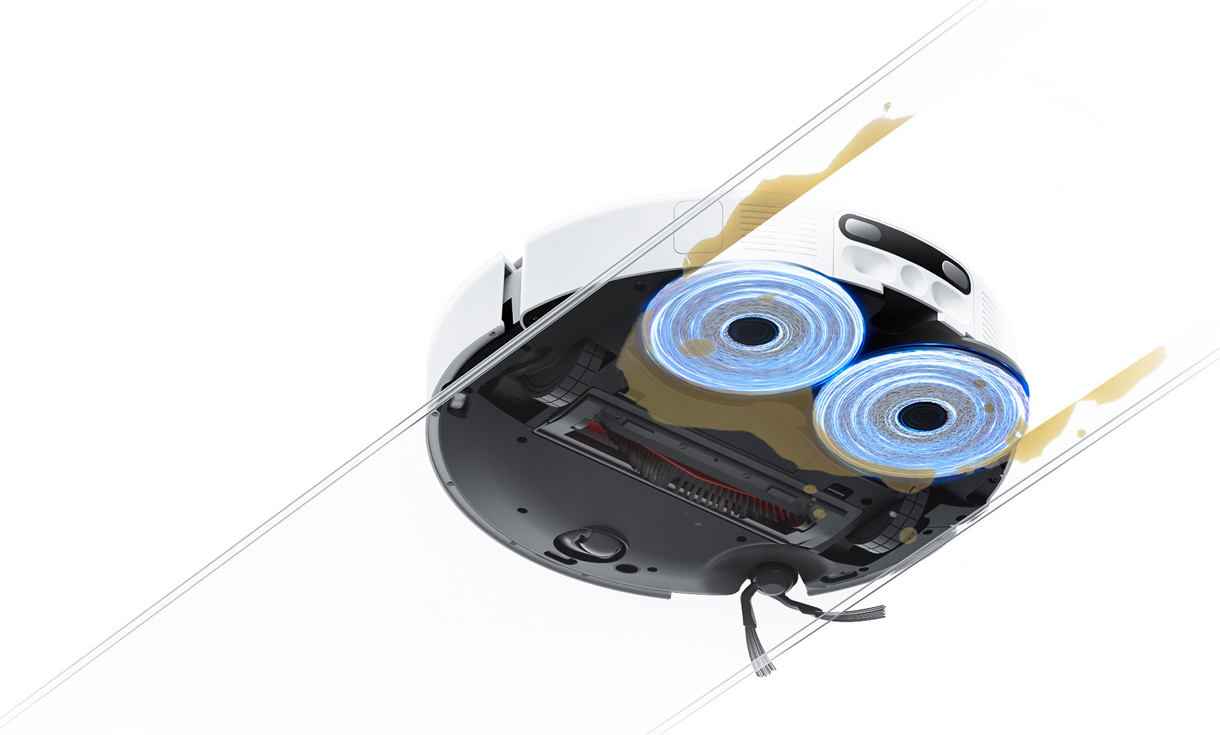 Dva rotačné mopy a spodná strana Xiaomi Robot Vacuum H50 Pro